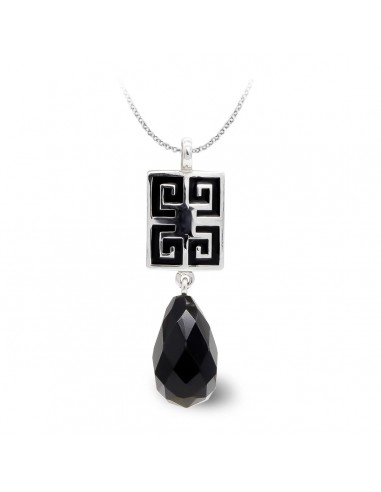18K COLGANTE ORO BLANCO ONIX PERA