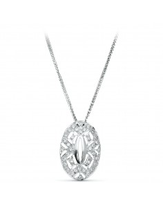 18K GARGANTILLA ORO BLANCO JUEGO NOVIA 45CM CENTRO CIRCONITA 23X15 MM