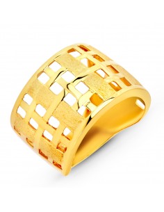 18K SORTIJA ORO AMARILLO CUADRADOS CALADOS. ANCHO: 15 MM
