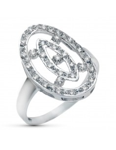 18K SORTIJA ORO BLANCO MOTIVO LANZADERA 21X14 MM CON CIRCONITAS. ANCHO: 21 MM