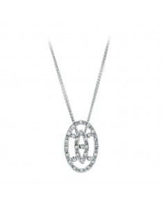 18K GARGANTILLA ORO BLANCO JUEGO DE NOVIA CIRCONITA 45CM CENTRO 22X14 MM