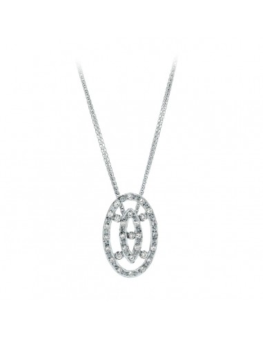 18K GARGANTILLA ORO BLANCO JUEGO DE NOVIA CIRCONITA 45CM CENTRO 22X14 MM