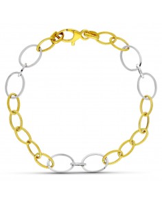 18K PULSERA ORO BICOLOR ESLABONES. 20 CM