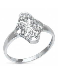 18K SORTIJA ORO BLANCO MOTIVO CALADO ROMBO 15X10 MM CON CIRCONITAS. ANCHO: 15 MM