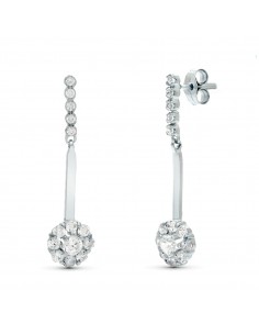 18K PENDIENTES ORO BLANCO DOS CUERPOS JUEGO DE NOVIAS CIRCONITA 33X6 MM CIERRE PRESION