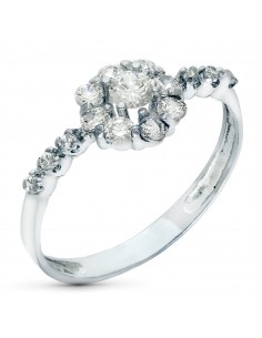18K SORTIJA ORO BLANCO CUAJO CON CIRCONITAS. ANCHO: 8 MM