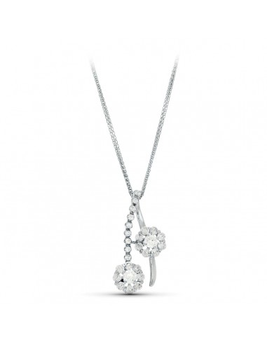 18K GARGANTILLA 45CM ORO BLANCO JUEGO DE NOVIA CIRCONITA MOTIVO 26X14 MM