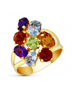 18K SORTIJA ORO AMARILLO CON CIRCONITAS DE COLORES. ANCHO: 20 MM