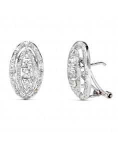 18K PENDIENTES ORO BLANCO JUEGO NOVIA CIRCONITA CIERRE OMEGA 18X10 MM OMEGA