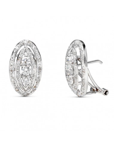 18K PENDIENTES ORO BLANCO JUEGO NOVIA CIRCONITA CIERRE OMEGA 18X10 MM OMEGA