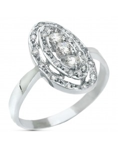 18K SORTIJA ORO BLANCO LANZADERA CON CIRCONITAS. ANCHO: 18 MM