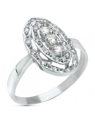 18K SORTIJA ORO BLANCO LANZADERA CON CIRCONITAS. ANCHO: 18 MM