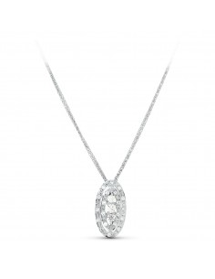 18K GARGANTILLA 45CM ORO BLANCO JUEGO NOVIA CIRCONITA MOTIVO OVAL 19X8 MM