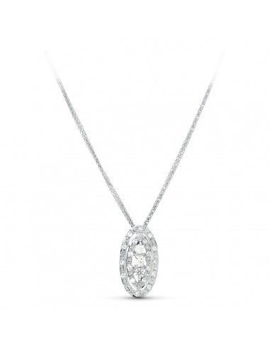 18K GARGANTILLA 45CM ORO BLANCO JUEGO NOVIA CIRCONITA MOTIVO OVAL 19X8 MM