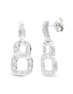18K PENDIENTES ORO BLANCO LARGOS CIRCONITA CIERRE PRESION