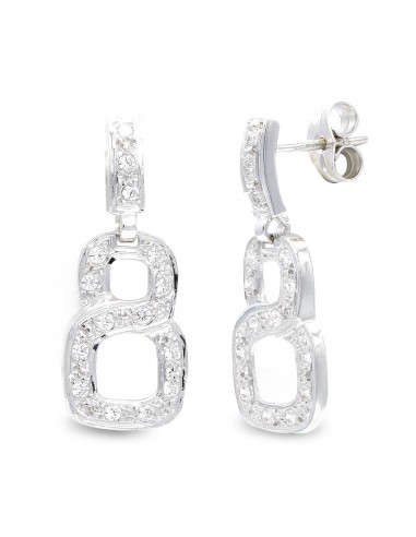 18K PENDIENTES ORO BLANCO LARGOS CIRCONITA CIERRE PRESION