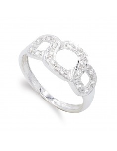 18K SORTIJA ORO BLANCO Y CIRCONITAS. ANCHO: 9 5 MM