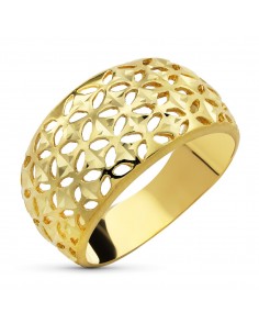 18K SORTIJA ORO AMARILLO CALADA Y TALLADA. ANCHO: 11 MM