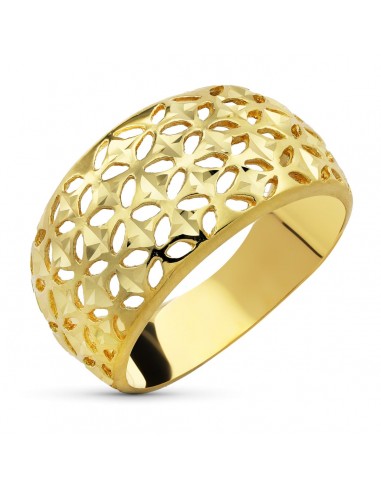 18K SORTIJA ORO AMARILLO CALADA Y TALLADA. ANCHO: 11 MM