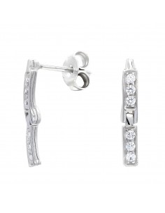 18K PENDIENTES ORO BLANCO LARGO Y CIRCONITAS