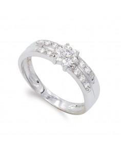 18K SORTIJA ORO BLANCO Y CIRCONITAS. ANCHO: 6 MM