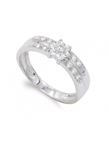 18K SORTIJA ORO BLANCO Y CIRCONITAS. ANCHO: 6 MM