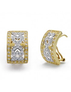 18K PENDIENTES BICOLOR CIRCONITA OMEGA 20X12 MM