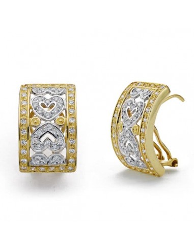 18K PENDIENTES BICOLOR CIRCONITA OMEGA 20X12 MM