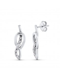 18K PENDIENTES ORO BLANCO CIRCONITA 23X7 MM CIERRE PRESION