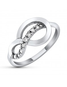 18K SORTIJA ORO BLANCO NUDO CON CIRCONITAS. ANCHO: 10 MM
