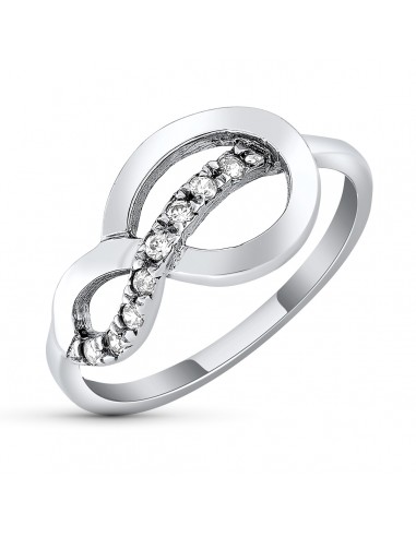 18K SORTIJA ORO BLANCO NUDO CON CIRCONITAS. ANCHO: 10 MM