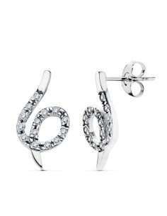 18K PENDIENTES ORO BLANCO CIRCONITA 20X10 MM CIERRE PRESION
