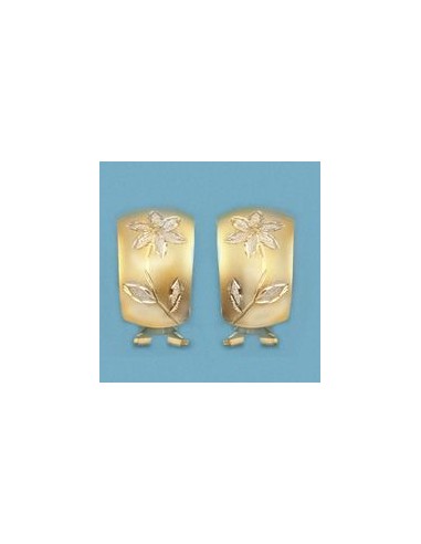 18K PENDIENTES BICOLOR FLORES.