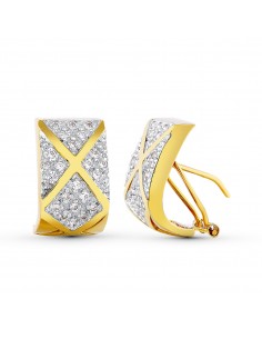 18K PENDIENTES BICOLOR CIRCONITA CIERRE OMEGA