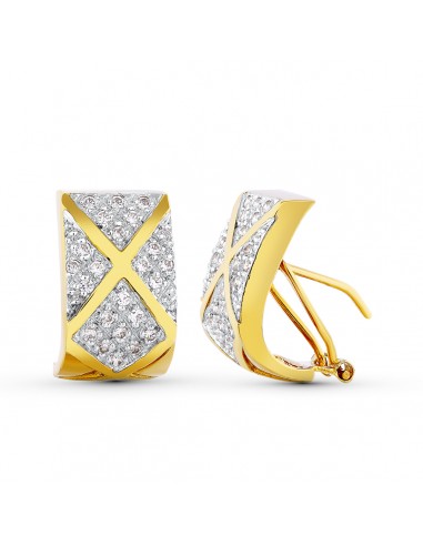 18K PENDIENTES BICOLOR CIRCONITA CIERRE OMEGA