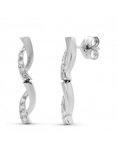 18K PENDIENTES ORO BLANCO CIRCONITA 25X4 MM CIERRE PRESION