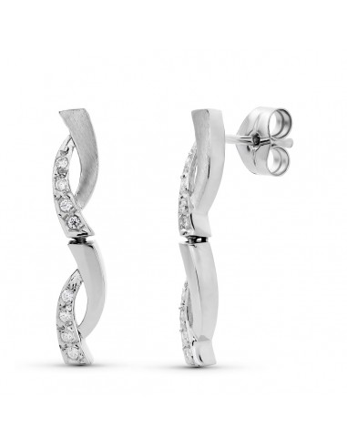 18K PENDIENTES ORO BLANCO CIRCONITA 25X4 MM CIERRE PRESION
