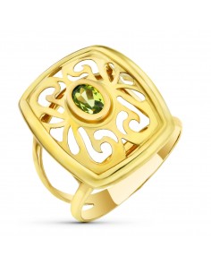 18K SORTIJA ORO AMARILLO MOTIVO CALADO CON PIEDRA OLIVINA