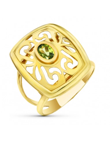 18K SORTIJA ORO AMARILLO MOTIVO CALADO CON PIEDRA OLIVINA