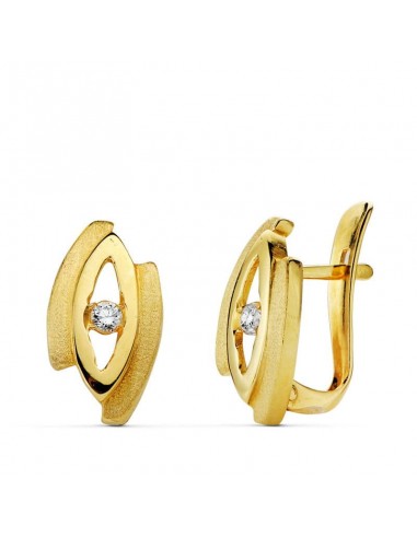 18K PENDIENTES ORO AMARILLO CIRCONITA 13X7 MM CIERRE CATALAN