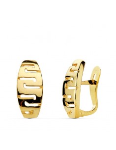 18K PENDIENTES ORO AMARILLO GRECA 13X6 MM CIERRE CATALAN