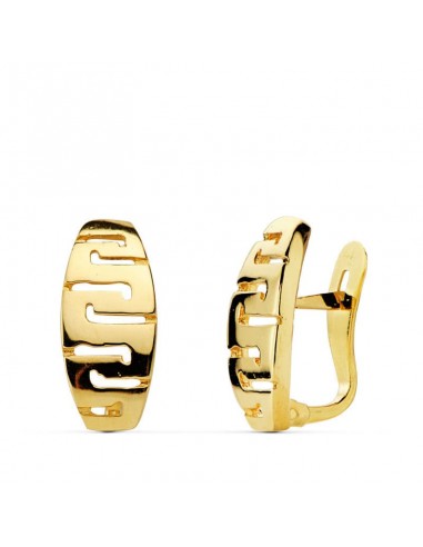 18K PENDIENTES ORO AMARILLO GRECA 13X6 MM CIERRE CATALAN