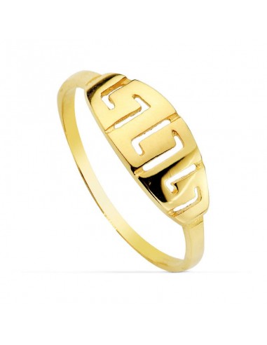18K SORTIJA ORO AMARILLO CON MOTIVO CALADO GRECA. ANCHO: 6 MM