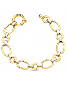 18K PULSERA ORO BICOLOR ESLABONES OVALES Y REDONDOS. ANCHO: 11 MM. LARGO 19 CM.