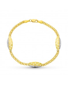 18K PULSERA ORO BICOLOR CIRCONITA 17.5 CM