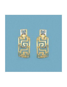 18K PENDIENTES GRECA PIEDRAS CUADRADAS