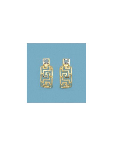 18K PENDIENTES GRECA PIEDRAS CUADRADAS