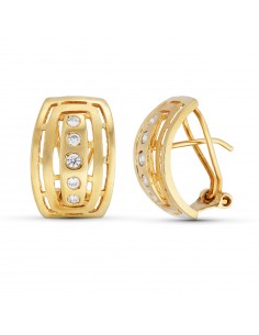 18K PENDIENTES ORO AMARILLO CIRCONITA 17X12 MM CIERRE OMEGA