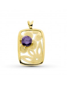18K COLGANTE ORO AMARILLO FLOR LASER Y CIRCONITA 23X14 MM