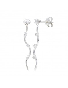 18K PENDIENTES ORO BLANCO LARGOS CON CIRCONITAS